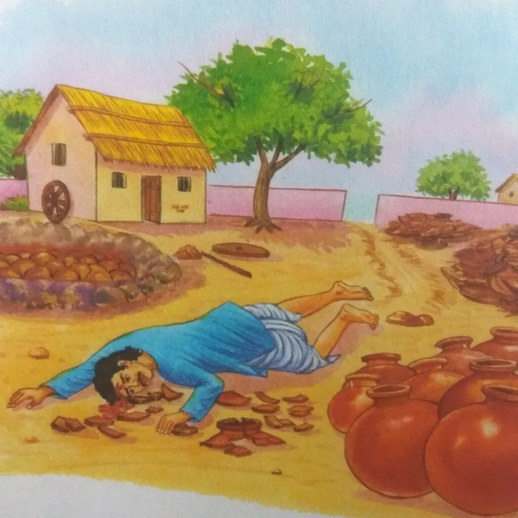 The potter stumbled and fell down face-long resulting in huge Scar at his Forehead.