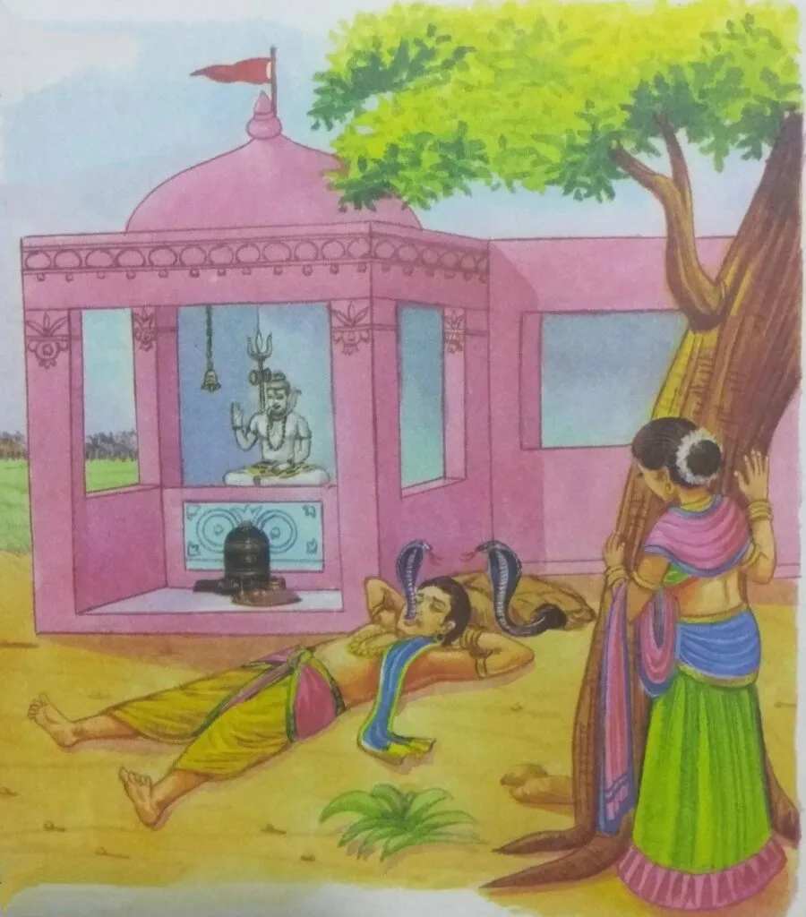 The princess at once hide behind a tree and began to see the sight as it unfolds in front of her eyes,