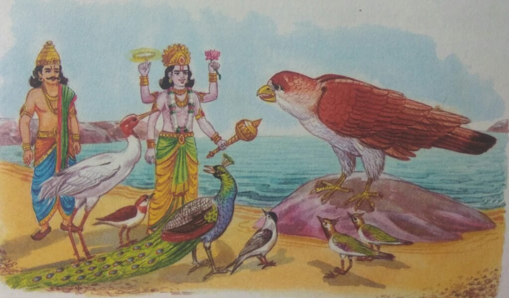 Lord Vishnu decided to meet Garuda personally and Garuda narrated all that had happened with his subjects.