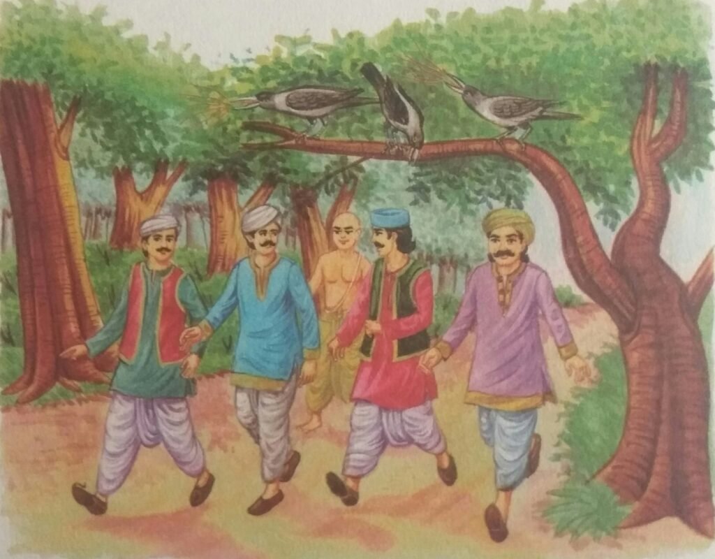 Brahmin requested the traders to take him along with them which they all agreed upon.