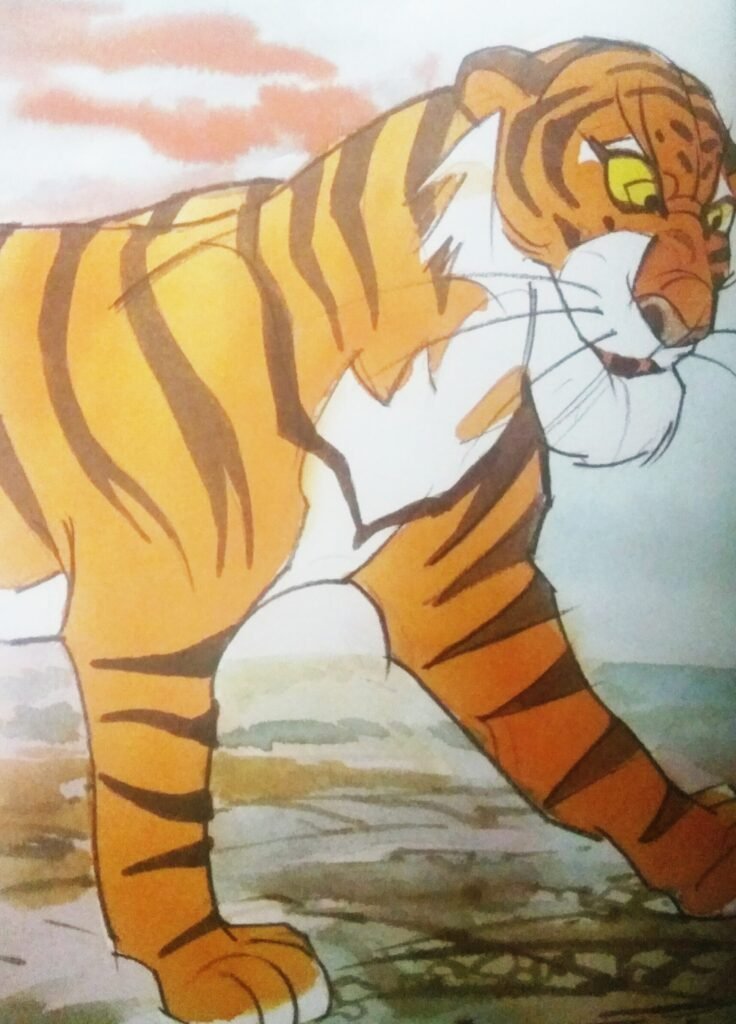 Suddenly, a huge yellow and black figure sprang before him and he was none other than Ferocious Shere Khan.