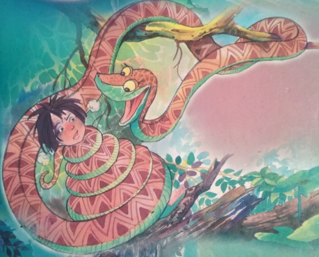 He opened his eyes and found himself looking straight into the hypnotic eyes of Kaa, the python!