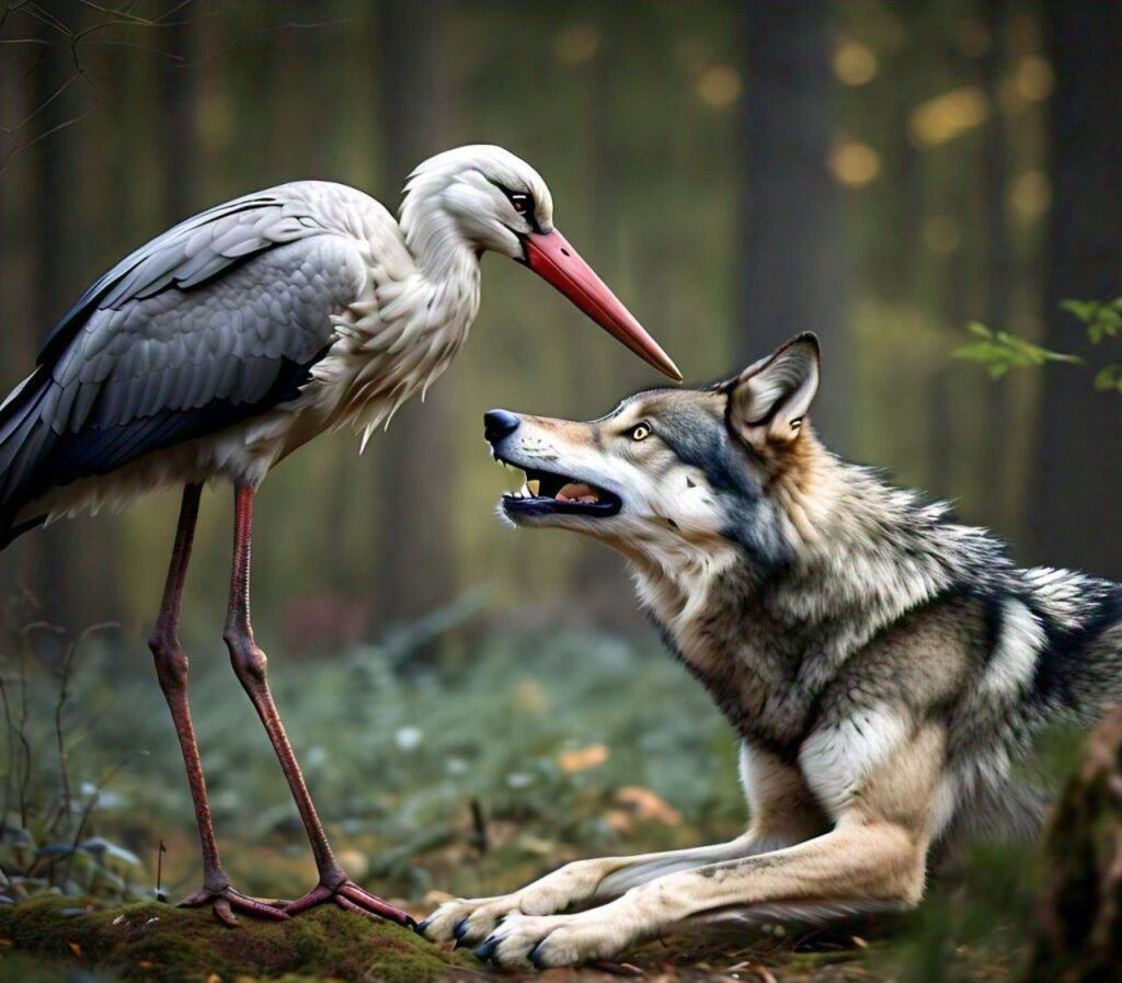 The Stork and the Wolf from https://bedtimestoriesforall.com/