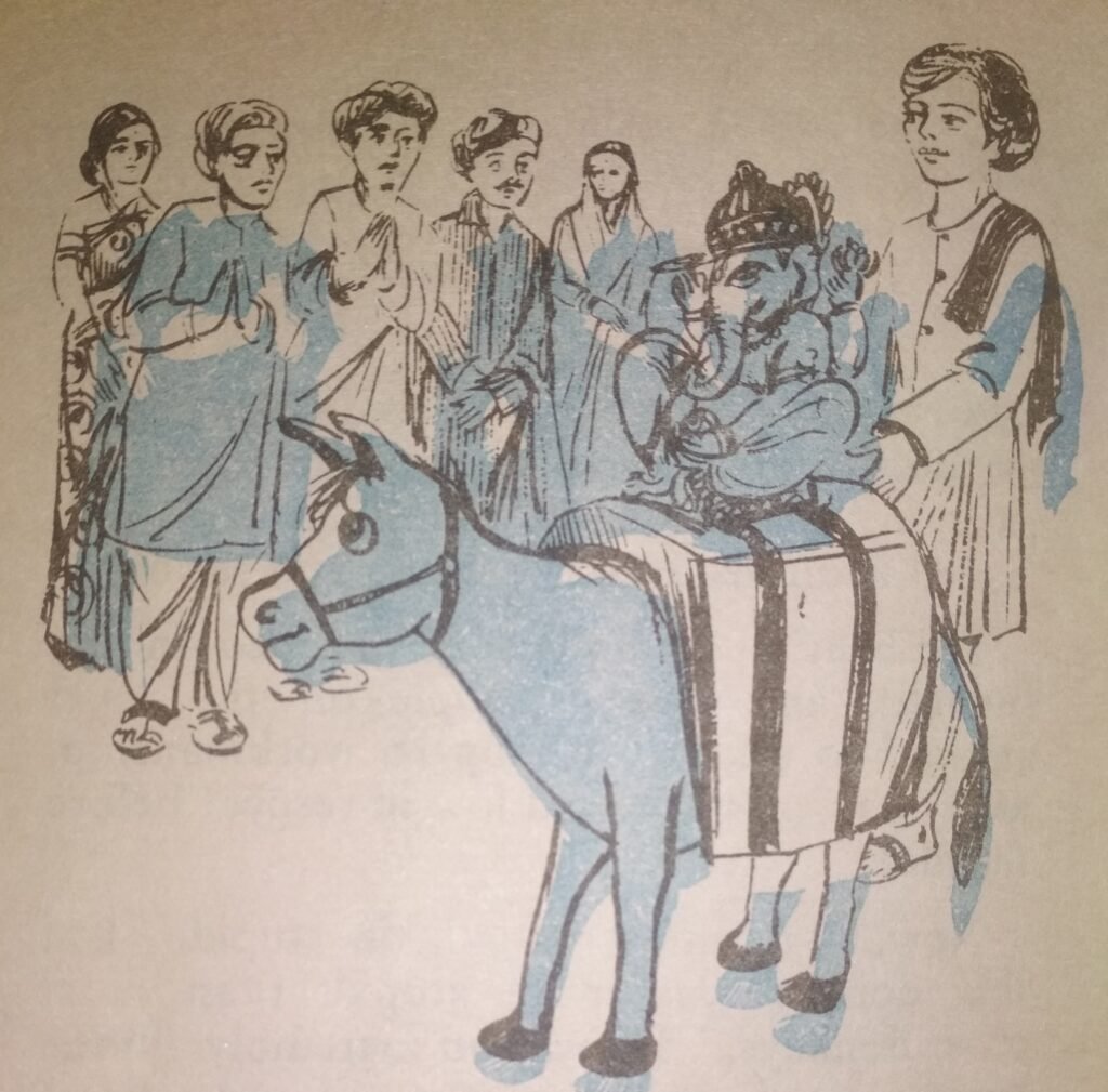 The idol-maker gave a last, thorough polish to the idol, loaded it on his donkey's back, and set off. Many passers-by bowed low in respect before the idol.