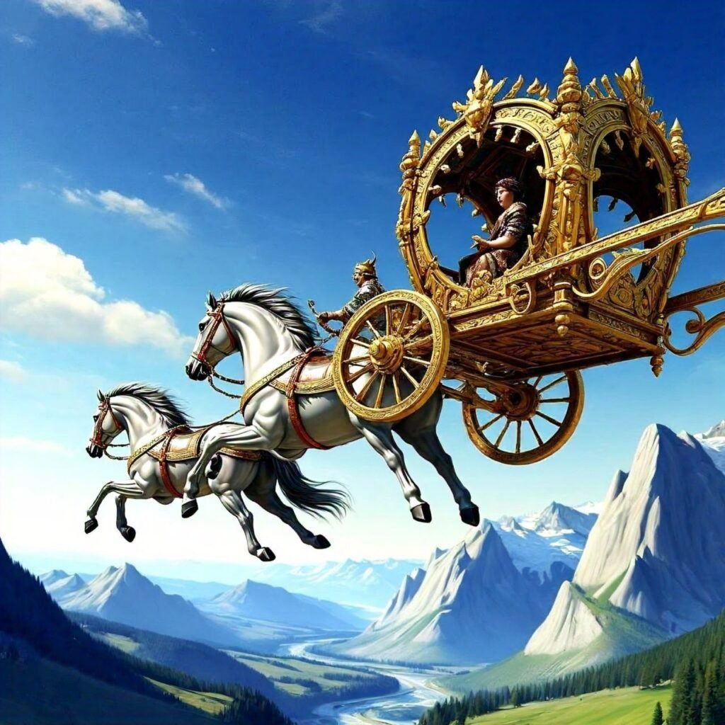 The Prince Makrand said, "Princess, besides descending from a powerful royal family, I possess a special magical chariot which can fly high above the mountains and rivers and can travel to faraway places in a very short time.