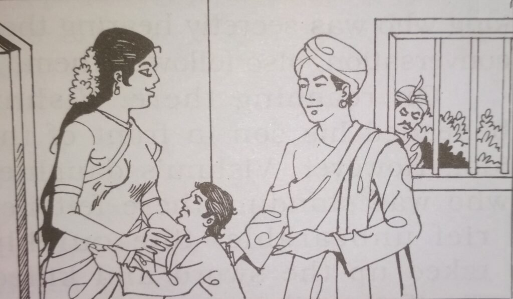 The four of them then left their house for Mahakal Temple. The king who was secretly hearing their conversation, also followed them.