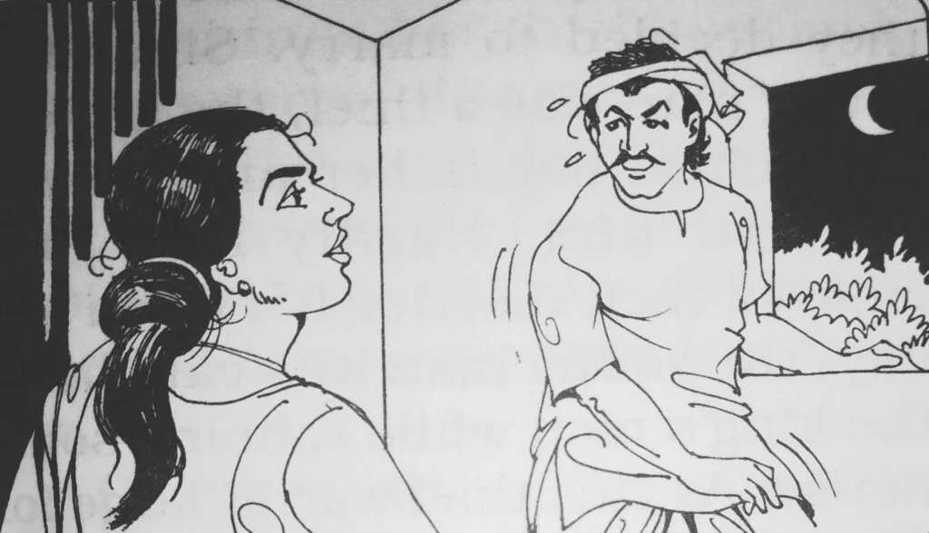 One night, Satyavati was sleeping in her chamber when she suddenly heard a thud and awoke. She was frightened to find a young man standing in the corner of her chamber.