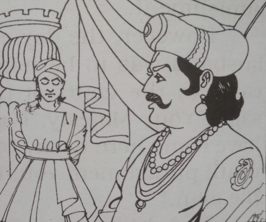 One day, when the work was in full swing in the court, a person named Vishnu came to meet the king.