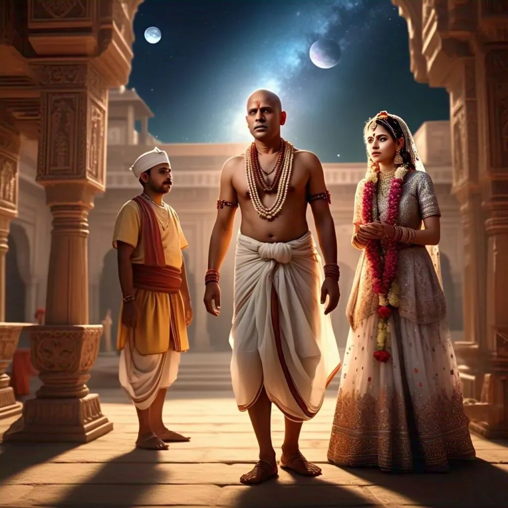 Just after the marriage was solemnized, he took the girl's father aside and said, "Your daughter is currently under the shadow of a bad planetary position in her horoscope. If she goes to her husband's place and lives with him now, it will be ominous. To avoid such disaster, I prescribe some rituals for you."