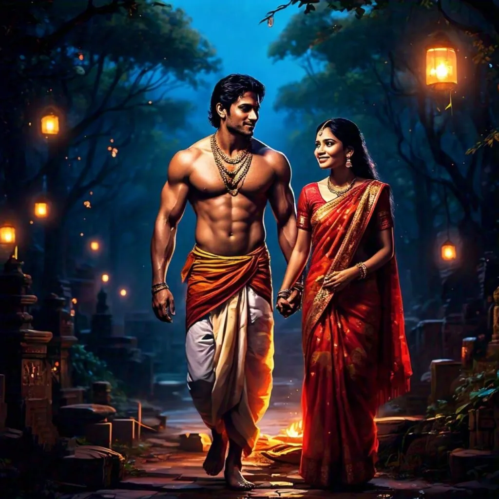 With their mutual consent, Mahesh married Apsara Rani. Surprisingly, even after their marriage, Apsara Rani continued to look beautifully gorgeous without any makeup. Curious, Mahesh asked her about the apparent increase in her beauty without makeup during an evening walk.