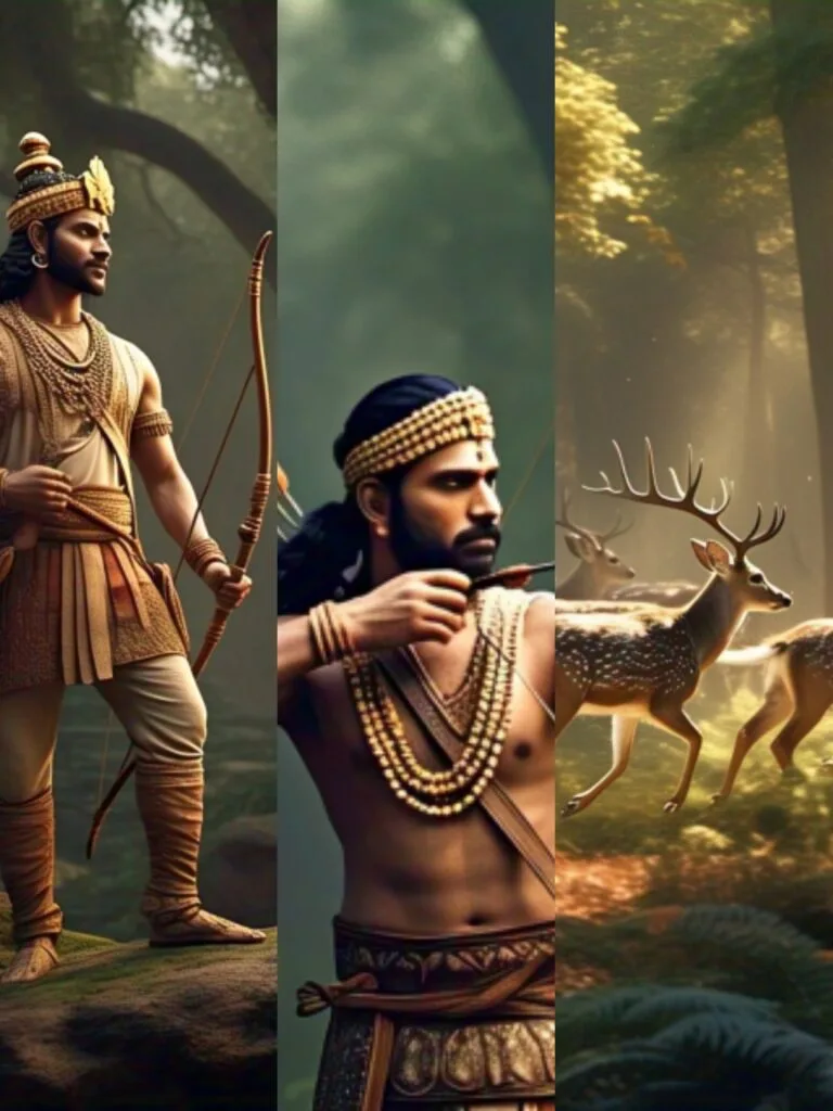King Dharmendra had a disappointing day at hunting. By sunset, he had reached deep into the forest. He soon realized that he was lost, and since the forest was dense and visibility very poor, he decided to spend the night in the forest itself and leave for the palace the next morning. The whole day's exertion had taken a toll on both the king and his horse. So, to quench the thirst of his horse and himself, he brought some water and collected some green grass for the horse to eat. He then slept on an empty stomach, as he had carried no food with him.