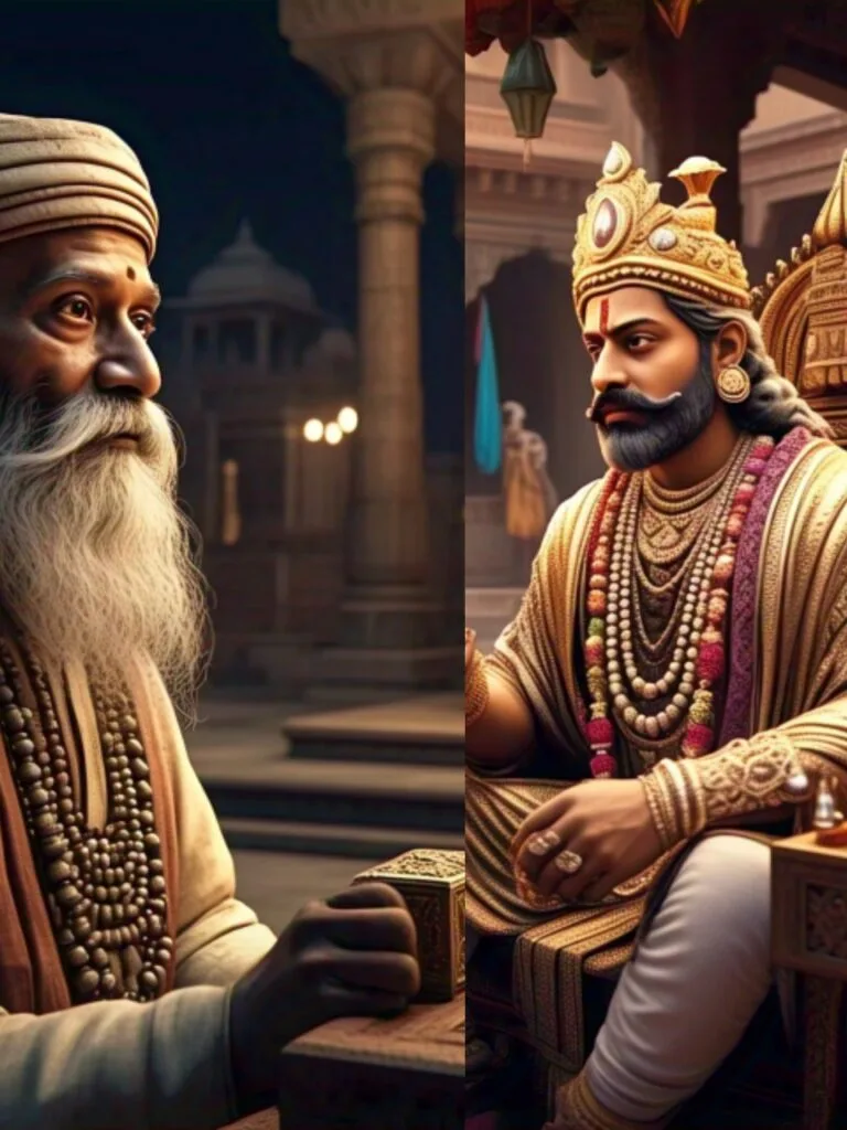 The jeweler was immediately arrested and presented before the king.King Nahapana asked, " From where did you get this royal jewelry?"The jeweler replied, "Your Majesty, I got this jewelry from a stranger who visited our capital, Ujjain, for the first time.""Did you not see the royal markings on that jewelry?" King Nahapana asked.The jeweler said, "Yes, Your Majesty, I did see those royal markings, but I got greedy as that stranger was selling the jewelry for much lower price. Forgive me for my mistake; I will not repeat this mistake again."