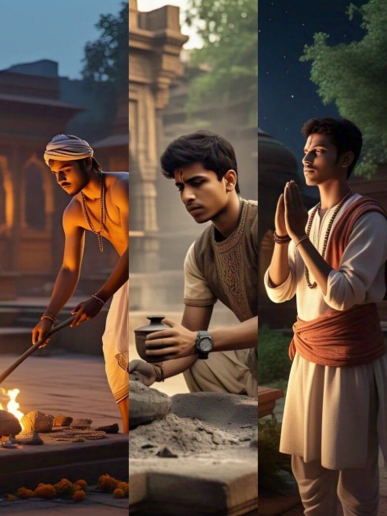 Three suitors in contention to marry Amrapali.