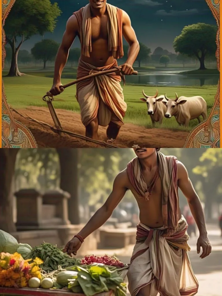 In Ancient India, the Pallava Dynasty was reigned by a benevolent ruler named Mahendravarman I, who made the beautiful city of Kanchipuram the capital of his kingdom. In Kanchipuram, there once lived two good-looking twin brothers named Kamal and Mahesh. Since their parents had died when they were very young, their childless next-door neighbor acted as their guardian and brought them up as their own sons. While Kamal cultivated crops as a farmer on the agricultural land of their ancestral farm field, Mahesh sold those agricultural produce from their farm as a vegetable seller in the market, making them self-sufficient and independent. Soon, their guardian died of natural causes, leaving them to survive on their own. Years passed, and they grew into handsome men, devoted to each other.