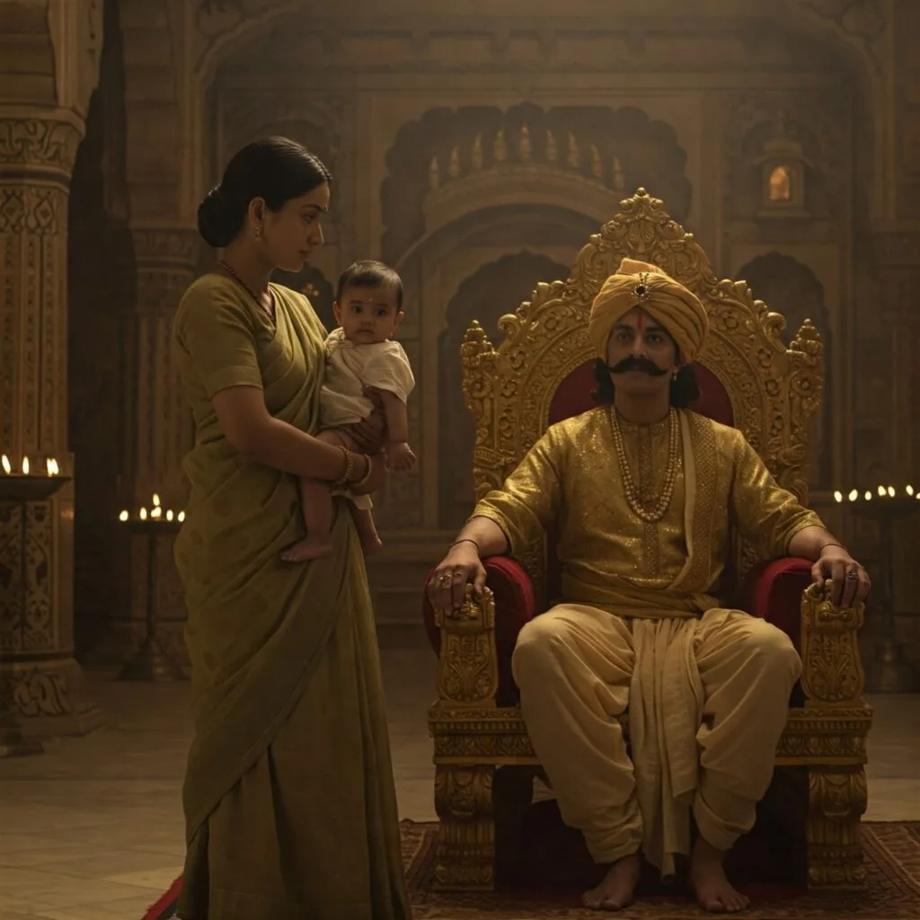 But she stood firm as the ancient peepal tree outside their home. When reasoning failed, she marched to King Harshavardhana's durbar, the child's small hand clutched in hers.