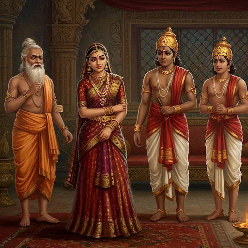 Instead of Uraiyur, they headed toward the Gurukul, where the Pandyan king, Parantaka Vira Narayan, waited impatiently. When the Chera princess Vanavan Maha Devi arrived—accompanied by Acharya Kanada and the Chola king Aditya—the Pandyan king was overjoyed at the sight of her.