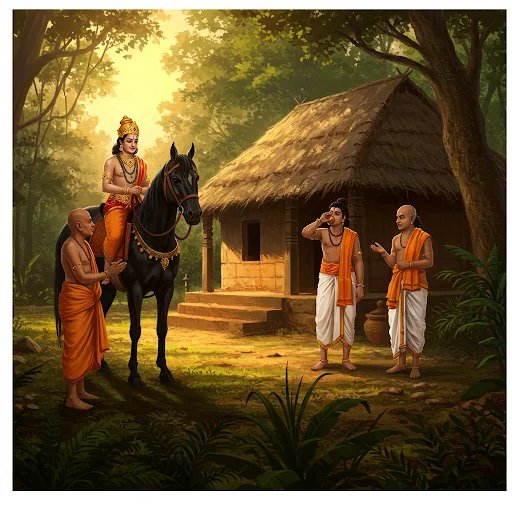 The Pandyan king swayed where he stood, the heat rising in visible waves from his cracked lips. "Guru ji," he croaked, voice rough as a farmer’s hands. "Call me Parantaka—Vira Narayan if you’re feeling formal." A dry chuckle. "Though right now, I’d trade my crown for a sip of anything that didn’t taste like dust and regret." He squinted at the gurukul’s well, throat working. "Madurai can wait. Right now, even your meanest goat drinks better than a king."