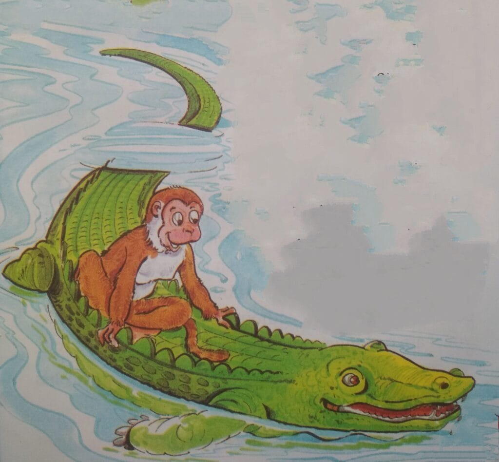 The next day, he returned once again, and it became a routine. Soon, the monkey greeted him with ripe fruit every morning, and the crocodile lingered to chat. They spoke of monsoon rains and kingfishers, of the way the river glittered at dawn. The crocodile even gave the monkey a ride on his back for a river trip. A friendship grew—or so the monkey thought.