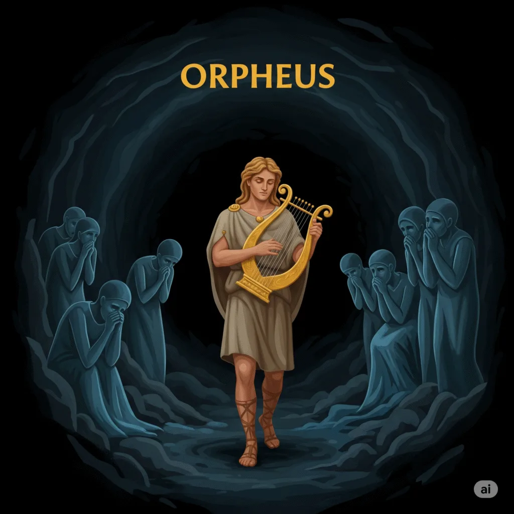 The Underworld was a realm of unending pain. Orpheus stepped through its cavernous entrance, his lute still singing. Its sweet melody drew the spirits, who gathered around him, eager to listen. Yet Orpheus ignored them all. He sought only his beloved Eurydice.