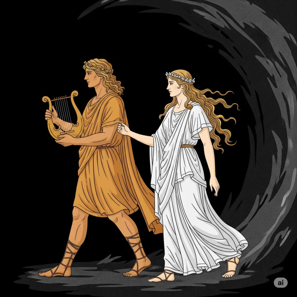 The journey back felt endless. The path stretched longer than his descent into darkness, each step heavier than the last. Behind him, Eurydice’s footsteps were faint as a sigh—so close, yet untouchable. He ached to turn, to see if death had stolen the warmth from her cheeks or dimmed the light in her eyes. But he kept his gaze forward, jaw clenched, and walked. Just a little farther. The air began to change—damp cold giving way to warmth, the scent of earth softening into something alive. Then, a glimpse of gold: sunlight, filtering through the cracks of the underworld. The surface was near. But doubt crept into Orpheus’s heart.