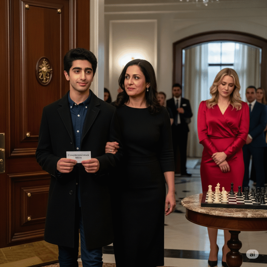 Resetting the Pieces for the Next Worldly Round Zohran calmly reset the pieces on the board. “Thank you for the game, Mrs. Truman,” he said. “It was… enlightening and educational.” He turned to his mother. “Ammi, can we go? I have school tomorrow.” As they reached the door, Congresswoman Mills called out. “Zohran—are you open to scholarships? I know some people.” He smiled — his first real smile of the night. “Very open, Ma’am.” She handed him her card. “Call me Monday.” The door closed behind them.