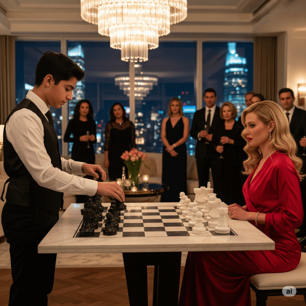 Danielle sat down at the white side of the board, smug as ever. “I always play white,” she declared. “Family tradition.” Zohran said nothing. He arranged his black pieces precisely. Square by square. The symmetry of it unsettled Mr. Walton. “Let’s make this fun,” Danielle said. “If he makes me break a sweat, I’ll donate $1,000 to some public school in the Bronx.” Polite chuckles echoed again. Maira didn’t smile. She knew that look on her son’s face — tight, unreadable, dangerous. He wore it at twelve when his math teacher accused him of cheating. When he scored in the 99th percentile without prep. When he lost every scholarship he applied to because someone else’s dad “made a call.”