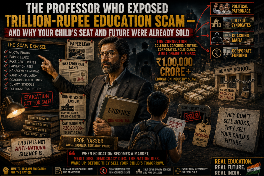 The Professor Who Exposed Trillion-Rupee Education Scam — And Why Your Child’s Seat and Future Were Already Sold