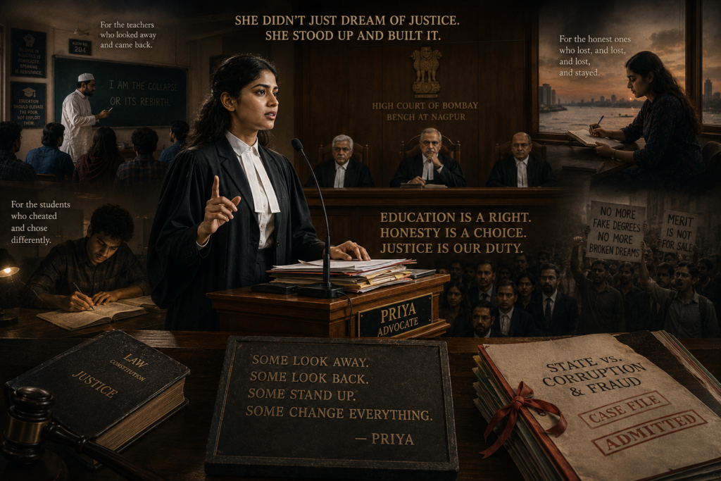 Years later, in a courtroom in Nagpur, a young lawyer stood before the bench. She was arguing a landmark case against a network of dummy schools and certificate forgers. Her name was Priya. She had finished her degree. And she was burning it down—with the law.