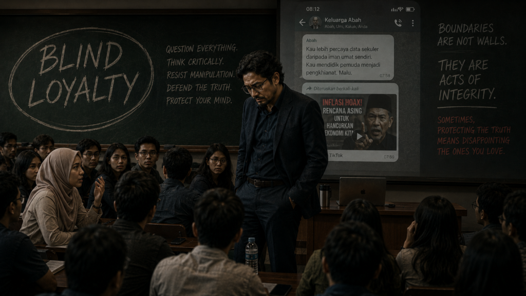 The boundary of blood: "But Professor… how do you fight that? When it's not a stranger on the internet, but the people who raised you? You can't just block your own parents with a fact-check."
